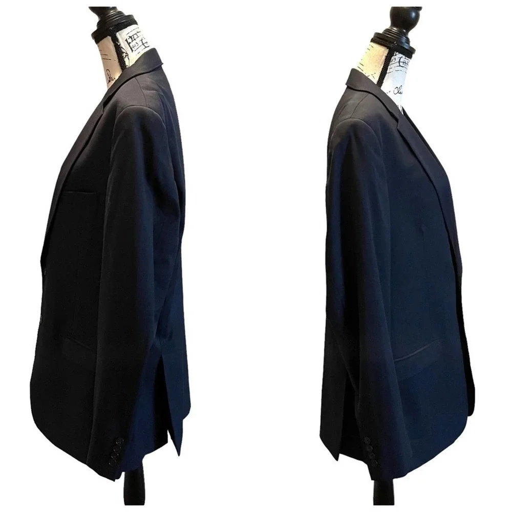 Joseph Jos. A. Bank Suit Jacket Blazer Navy Blue Size 44L Check Sport Coat
